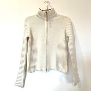 Schoffel wool blend double full zip sweater ivory cream S EU 38 US 6 winter